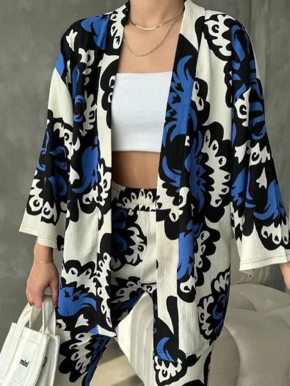 Spider Fabric Kimono Suit 3-Piece