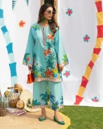 GREEN PALM PRINT SUMMER SUIT