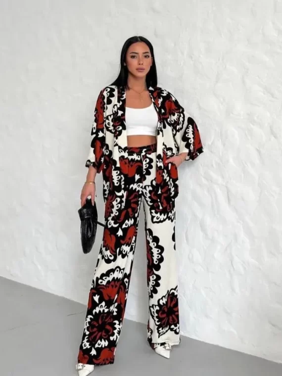 Spider Fabric Kimono Suit 3-Piece