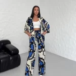 Spider Fabric Kimono Suit 3-Piece