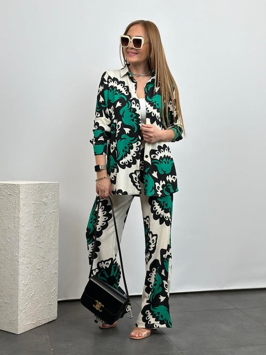 Spider Fabric Kimono Suit 3-Piece