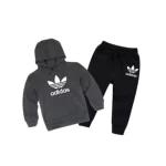 Grey Adidas Printed Kids Hoodie Set