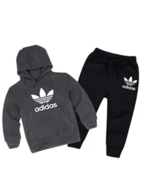 Grey Adidas Printed Kids Hoodie Set