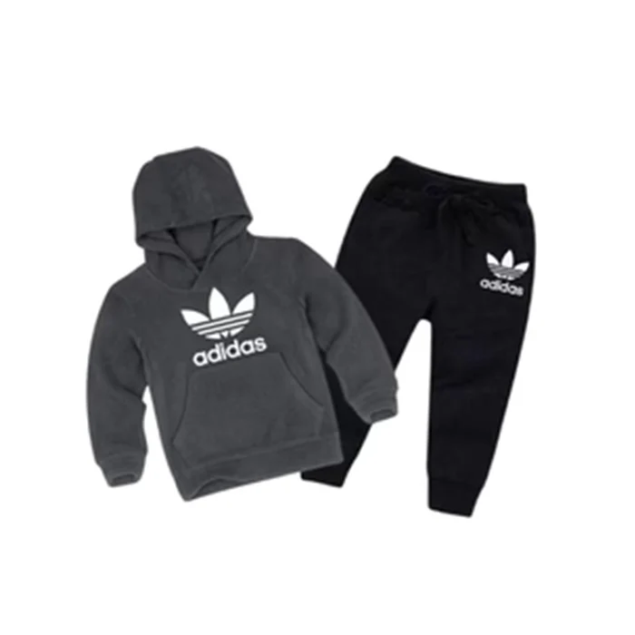 Grey Adidas Printed Kids Hoodie Set