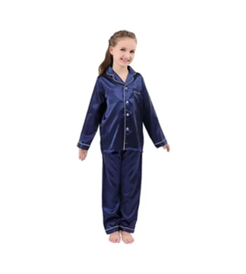 Blue Kids Silk Pajamas Set