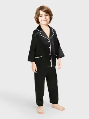 Black Kids Silk Pajamas Set