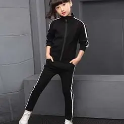 Black Stripe Kids Tracksuit