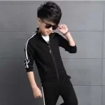 Black Stripe Kids Tracksuit