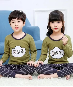 Green And Black NO ! Printed Kids Wear