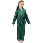 Green Kids Silk Pajamas Set