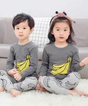 Grey and Yellow Banana Print Kids Wear