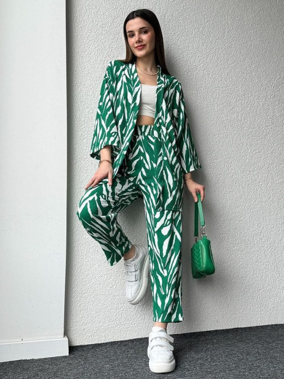 ๐พ STYLISH ZEBRA PRINT 3PCS CO-ORD SET ๐พ TRENDY GOWN & TROUSERS