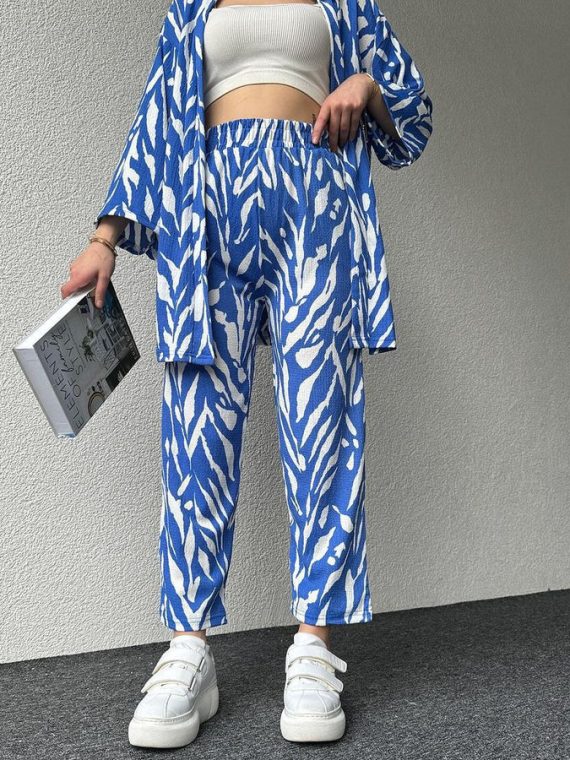 ๐พ STYLISH ZEBRA PRINT 3PCS CO-ORD SET ๐พ TRENDY GOWN & TROUSERS