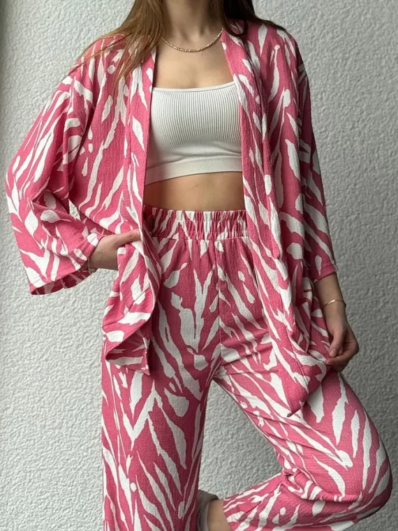 ๐พ STYLISH ZEBRA PRINT 3PCS CO-ORD SET ๐พ TRENDY GOWN & TROUSERS