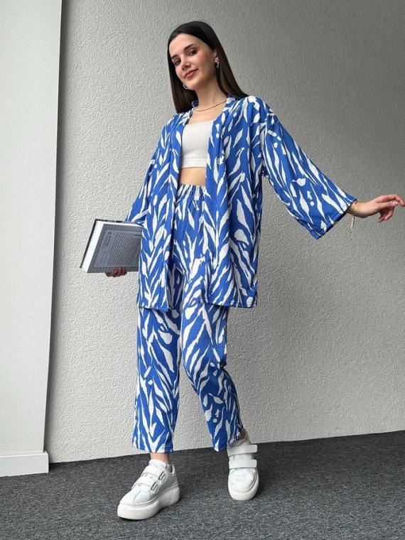 ๐พ STYLISH ZEBRA PRINT 3PCS CO-ORD SET ๐พ TRENDY GOWN & TROUSERS