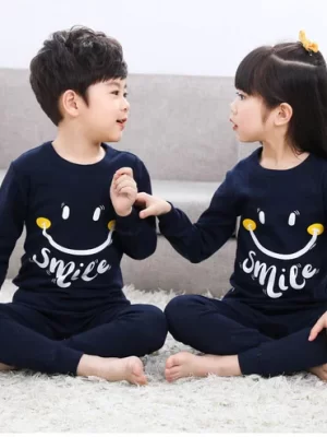 Kids - Navy Blue Smile Print Kids Wear