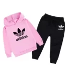 Pink Adidas Printed Kids Hoodie Set