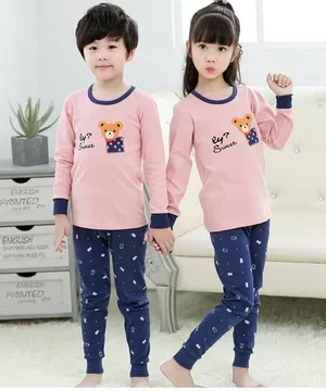 Pink and Blue Bear Print Kids Wear
