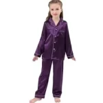 Purple Kids Silk Pajamas Set