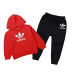 Red Adidas Printed Kids Hoodie Set