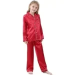 Red Kids Silk Pajamas Set