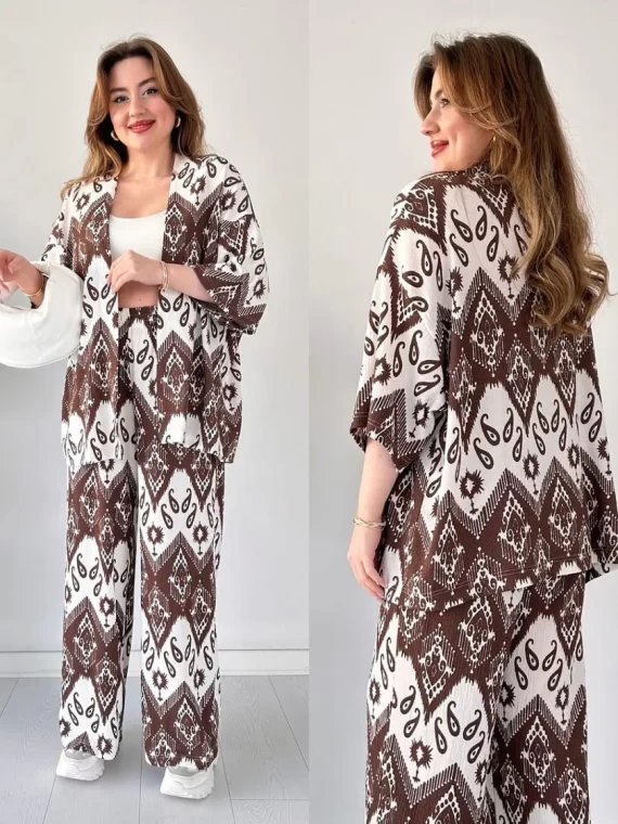 Chic Ikat Print 3-Piece Set - Stylish Women's Loungewear