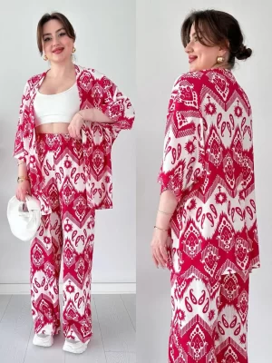 Chic Ikat Print 3-Piece Set - Stylish Women's Loungewear