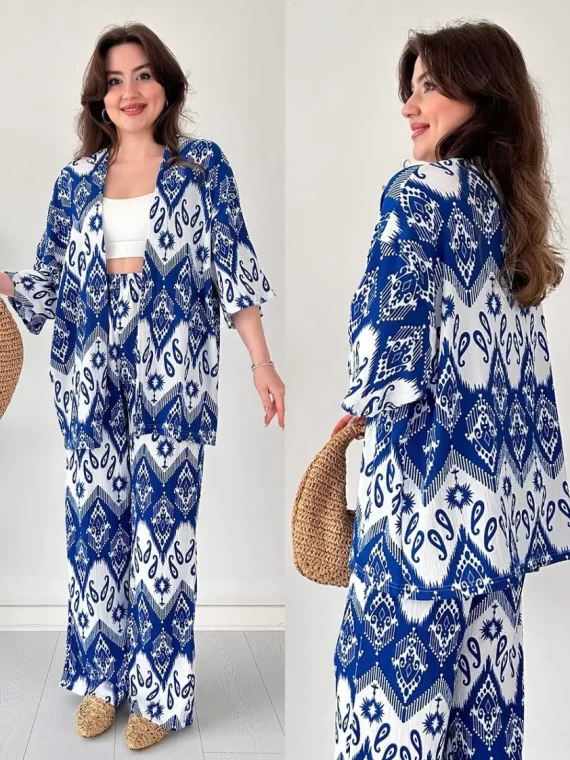 Chic Ikat Print 3-Piece Set - Stylish Women's Loungewear