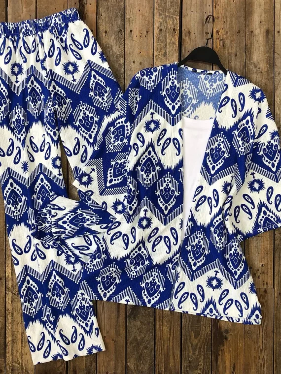 Chic Ikat Print 3-Piece Set - Stylish Women's Loungewear
