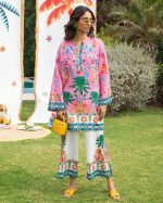 Pink Palm Print Summer Suit