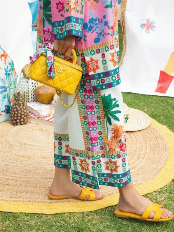 Pink Palm Print Summer Suit