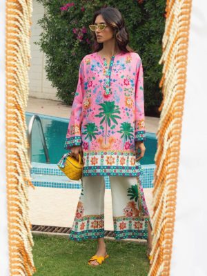 Pink Palm Print Summer Suit