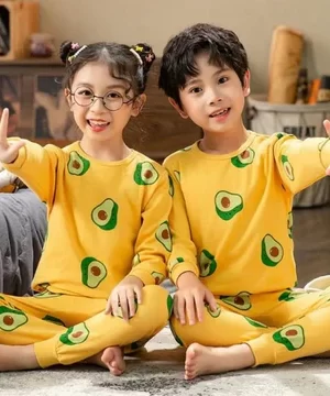 Yellow Avocado Printed Kids Wear