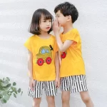 Yellow Car Printed Kids Short Sleeve Kids Wear