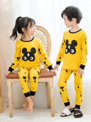 Yellow and Black Lightening Bear Printed Kids Wear